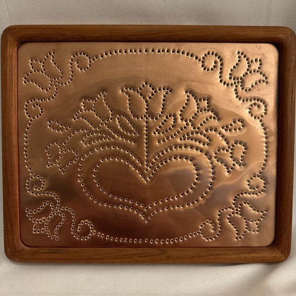 Copper Hole Punched Metal Heart Design 8x10 Farmhouse Decor - Picture 1 of 3